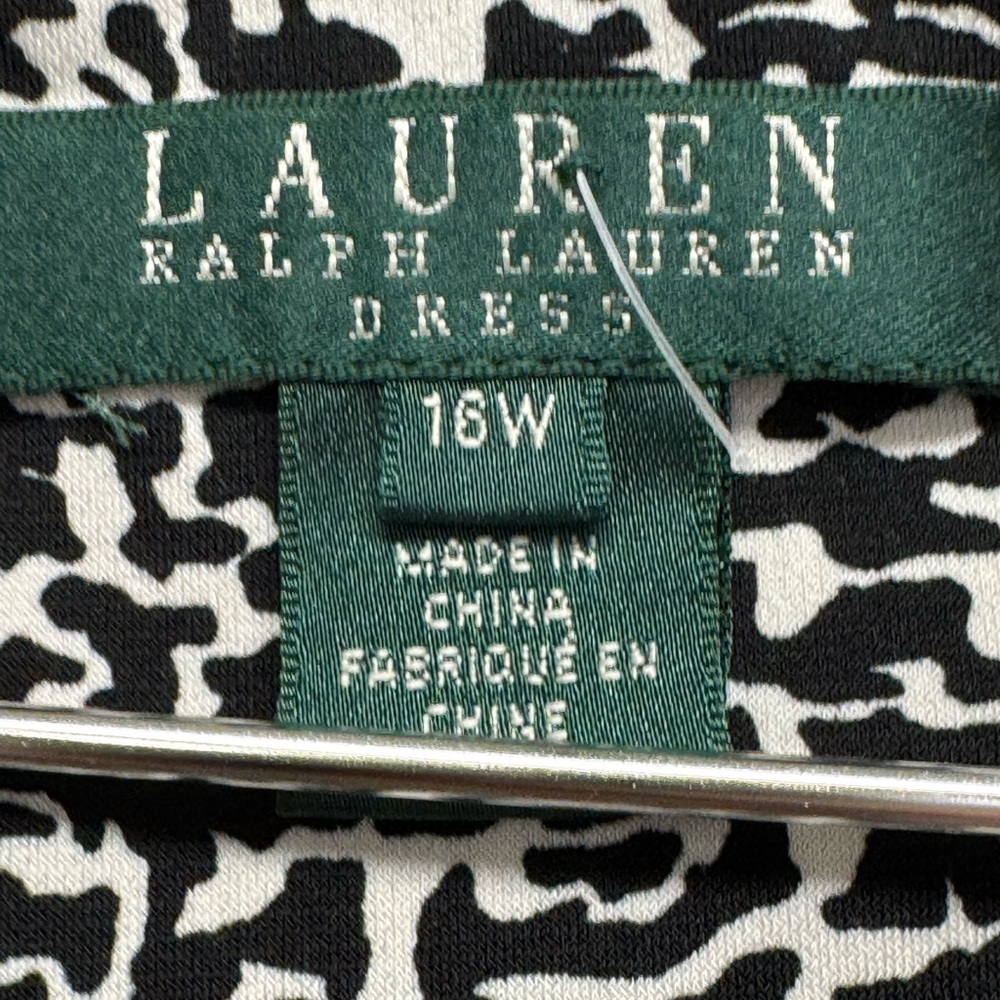 Lauren Ralph Lauren Black and White Sleeveless Draped Maxi Dress size 16W pit 23 - Picture 3 of 10